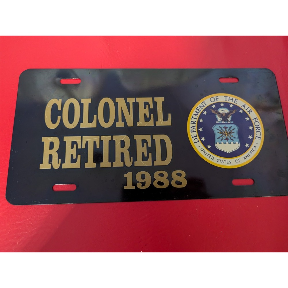 Colonel Retired 1988 Department the Air Force United states of America car plate